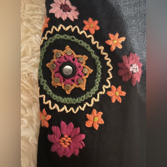 Double D Ranch embroidered rhinestone studs boho sweater cardigan floral hippie - Picture 3 of 12